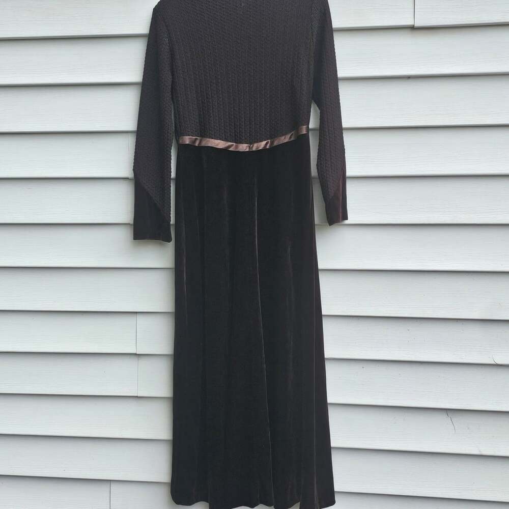 J. Adiro Vintage M Brown Velvet Maxi Dress Made USA Gothic 90s - Picture 5 of 11